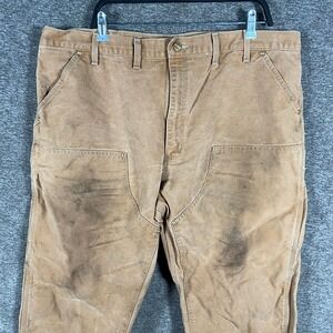 Carhartt B01 BRN 44x32 Union Made‎ Mens Tan Canvas Double Knee Work Pants